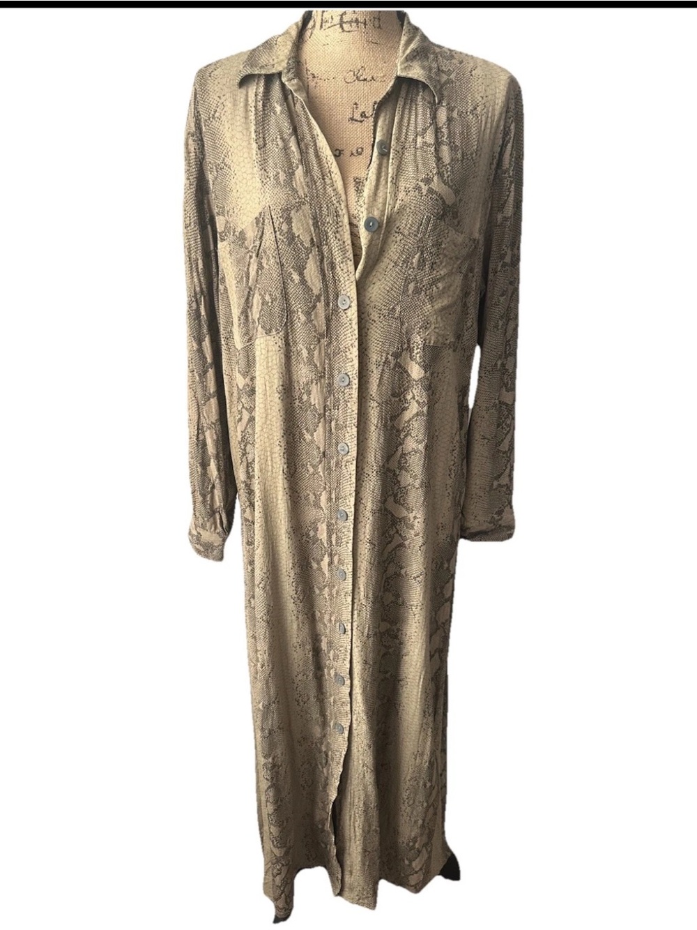 Chico Design Snakeskin Print Maxi Shirt Dress, Size 2( Medium)